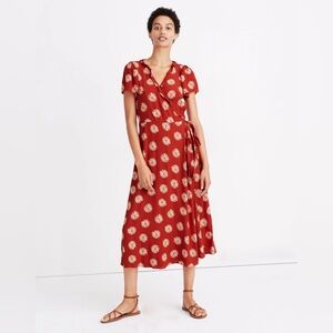 Madewell Ruffle-Edge Midi Wrap Dress in Daisy Daydream